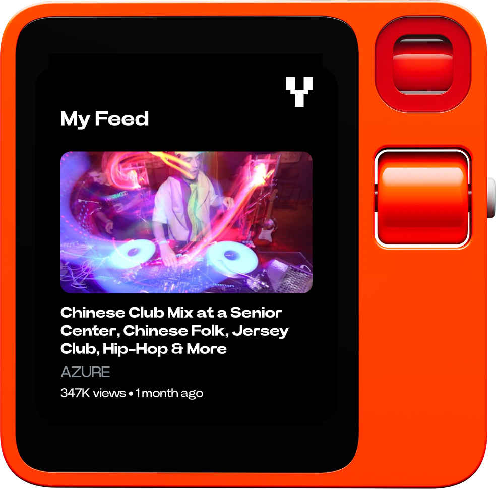 Watch on Y App displayed on a Rabbit R1 device